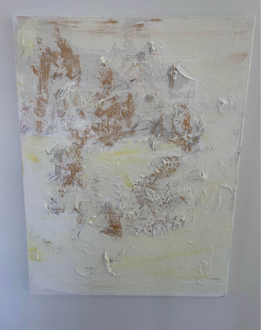 Original abstract painting Soft Serenity by Victoria Lorenz in ivory, warm beige, taupe and soft earthy tones.