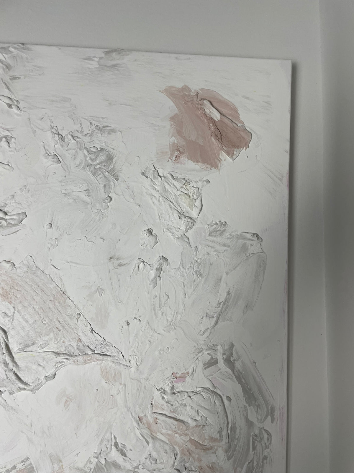 Textured surface of Quiet Traces original abstract artwork with expressive layered brushstrokes.