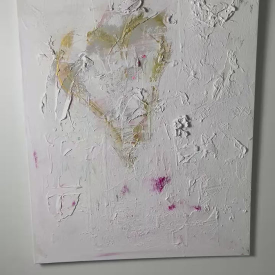 Video showing Whispers of the Heart original abstract painting and its layered textured surface.