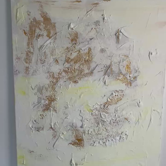 Video showing Soft Serenity original abstract painting and its layered textured surface.